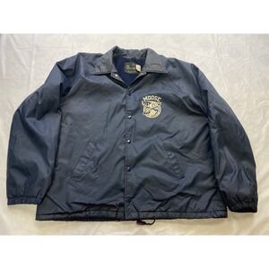 Vintage 60s Moose Lodge Champion Lined Coach Jacket Running Man Mens XL